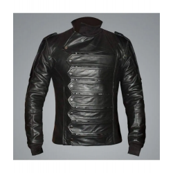 Captain America Bucky Barnes Black Leather Jacket