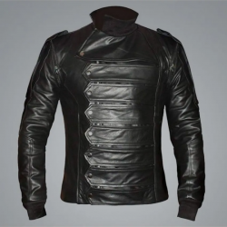 Captain America Bucky Barnes Black Leather Jacket Captain America Bucky Barnes Black Leather Jacket