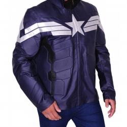 Captain America Chris Evans Winter Soldier Leather Jacket Blue Captain America Chris Evans Winter Soldier Leather Jacket Blue