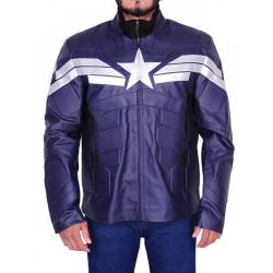 Captain America Chris Evans Winter Soldier Leather Jacket Blue