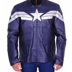 Captain America Chris Evans Winter Soldier Leather Jacket Blue Captain America Chris Evans Winter Soldier Leather Jacket Blue