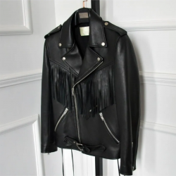 Castlegar Asymmetrical Leather Men's Black Fringe Jacket