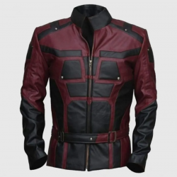 Charlie Cox Daredevil Costume Leather Jacket Maroon Black Contrast Charlie Cox Daredevil Costume Leather Jacket Maroon Black Contrast
