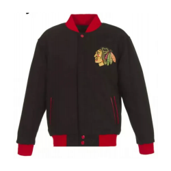 Chicago Blackhawks Varsity Wool Black Jacket
