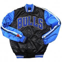 Chicago Bulls Black and Blue Varsity Satin Jacket Chicago Bulls Black and Blue Varsity Satin Jacket