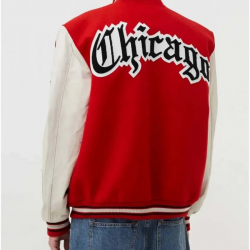 Chicago Bulls Red Wool and White Leather Varsity Letterman Jacket Chicago Bulls Red Wool and White Leather Varsity Letterman Jacket