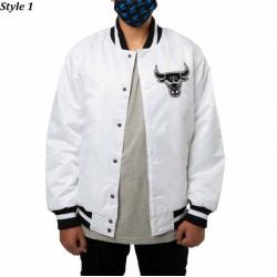 Chicago Bulls White Satin Varsity Jacket
