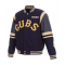 Chicago Cubs Embroidered Logo Varsity Navy Wool & Leather Jacket