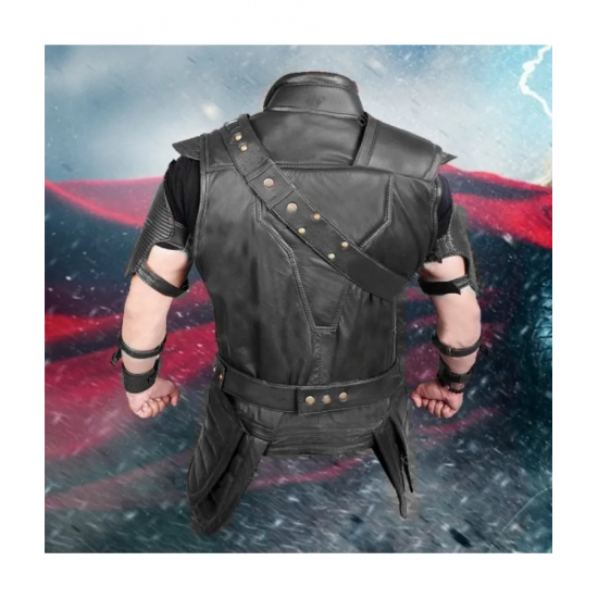 Chris Hemsworth Thor Ragnarok Brown Leather Vest with Removable Belts