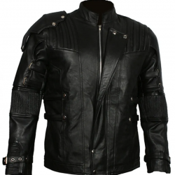 Chris Pratt’s Star Lord Real Leather Jacket in Black Color Chris Pratt’s Star Lord Real Leather Jacket in Black Color