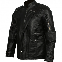 Chris Pratt’s Star Lord Real Leather Jacket in Black Color Chris Pratt’s Star Lord Real Leather Jacket in Black Color