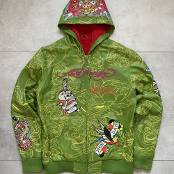 Christian Audigier × Ed Hardy Y2K Green Leather Jacket Christian Audigier × Ed Hardy Y2K Green Leather Jacket