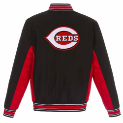 Cincinnati Reds Black and Red Varsity Wool Jacket Cincinnati Reds Black and Red Varsity Wool Jacket