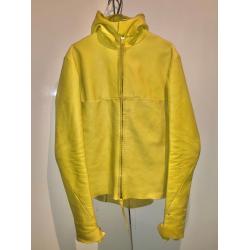 Citronella Yellow Hooded Aviator Leather Jacket