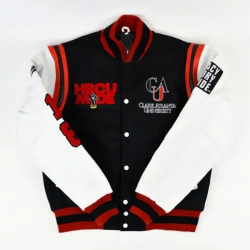 Clark Atlanta University Motto 2.0 Varsity White And Black Jacket Clark Atlanta University Motto 2.0 Varsity White And Black Jacket