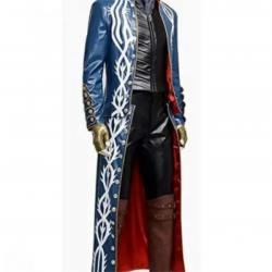 Clark Blue Trench Leather Coat Halloween Cosplay Costume Clark Blue Trench Leather Coat Halloween Cosplay Costume