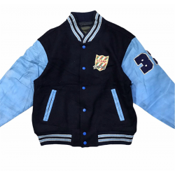 Classic Design Stylish Navy Blue Wool Varsity Jacket 