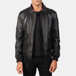 Coffman Black Leather Bomber Jacket Coffman Black Leather Bomber Jacket