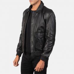 Coffman Black Leather Bomber Jacket Coffman Black Leather Bomber Jacket