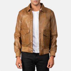Coffmen Olive Brown Leather Bomber Jacket Coffmen Olive Brown Leather Bomber Jacket