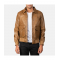 Coffmen Olive Brown Leather Bomber Jacket
