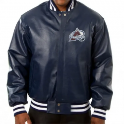 Colorado Avalanche Bomber Navy Blue Leather Jacket Colorado Avalanche Bomber Navy Blue Leather Jacket