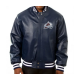 Colorado Avalanche Bomber Navy Blue Leather Jacket