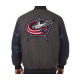 Columbus Blue Jackets Letterman Grey and Blue Jacket