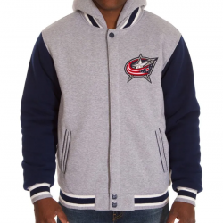 Columbus Blue Jackets Fleece Blue and Grey Hooded Jacket