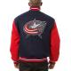 Columbus Blue Jackets Red and Blue Wool Hooded Jacket