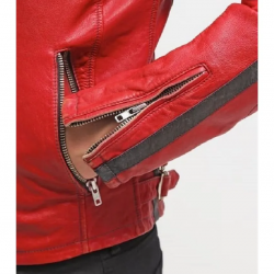 Columbus Red Leather Motorcycle Jacket Columbus Red Leather Motorcycle Jacket