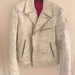 DONDUP Destroyed Couture White Leather Biker Jacket DONDUP Destroyed Couture White Leather Biker Jacket