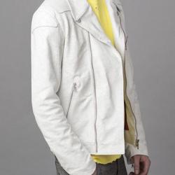 DONDUP Destroyed Couture White Leather Biker Jacket DONDUP Destroyed Couture White Leather Biker Jacket