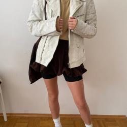 DONDUP First Line Destroyed White Leather Biker Jacket DONDUP First Line Destroyed White Leather Biker Jacket