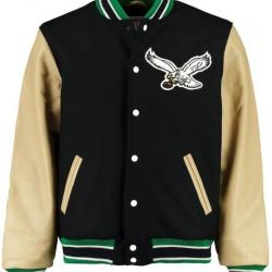 Mens Eagles Philadelphia Black Varsity Jacket Mens Eagles Philadelphia Black Varsity Jacket