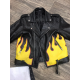 Ev Bravado × Lease on Life Society Flame Leather Biker Perfect Jacket