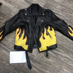 Ev Bravado × Lease on Life Society Flame Leather Biker Perfect Jacket Ev Bravado × Lease on Life Society Flame Leather Biker Perfect Jacket
