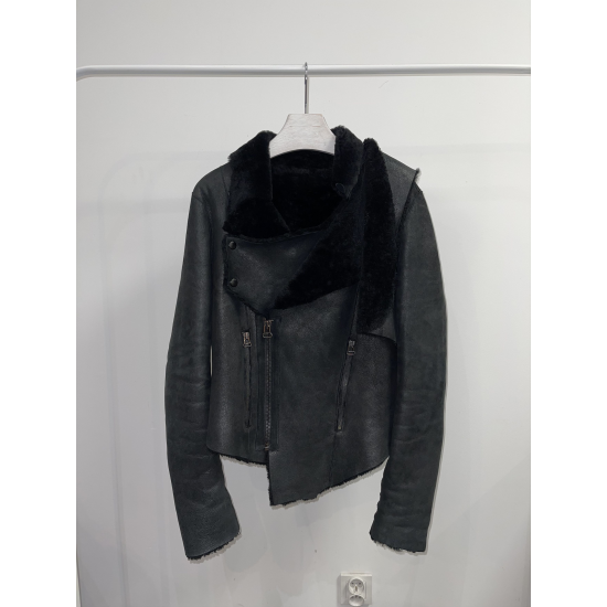 Helmut Lang Abstract Asymmetrical Shearling Leather Jacket