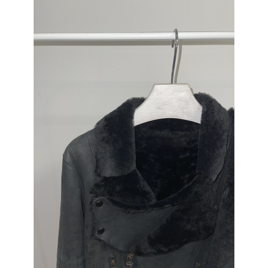Helmut Lang Abstract Asymmetrical Shearling Leather Jacket