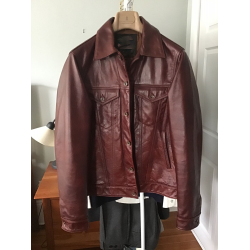 Iron Heart Burgundy Cowhide Trucker Jacket