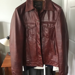 Iron Heart Burgundy Cowhide Trucker Jacket