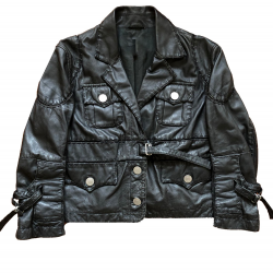 Jean Paul Gaultier Leather Strapped Men's Black Motorcycle Biker Jacket 