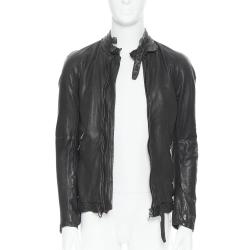 Julius New MA Black Tumbled Leather Zip Biker Jacket Julius New MA Black Tumbled Leather Zip Biker Jacket