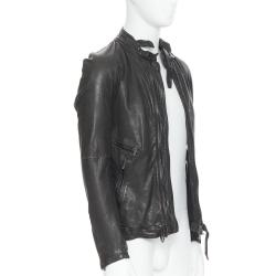 Julius New MA Black Tumbled Leather Zip Biker Jacket Julius New MA Black Tumbled Leather Zip Biker Jacket