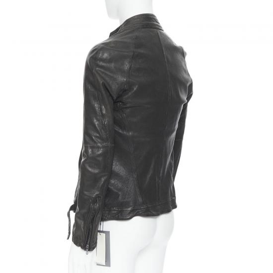 Julius New MA Black Tumbled Leather Zip Biker Jacket