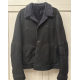 Loro Piana Shearling Fur Detailed Dark Blue Leather Jacket