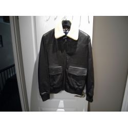 Luxurious Faconnable Lambskin Brown Leather Shearling Aviator Jacket