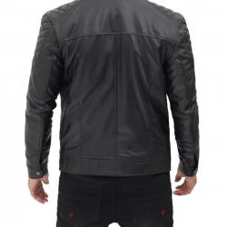 Massa Black Padded Shoulder Leather Jacket Mens Massa Black Padded Shoulder Leather Jacket Mens
