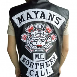 Mayans Southern Cali MC Leather Embroidered Biker Vest Mayans Southern Cali MC Leather Embroidered Biker Vest
