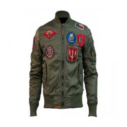 Men Army Green Top Gun Tom Cruise Fighter Jet Pilot Jacket
